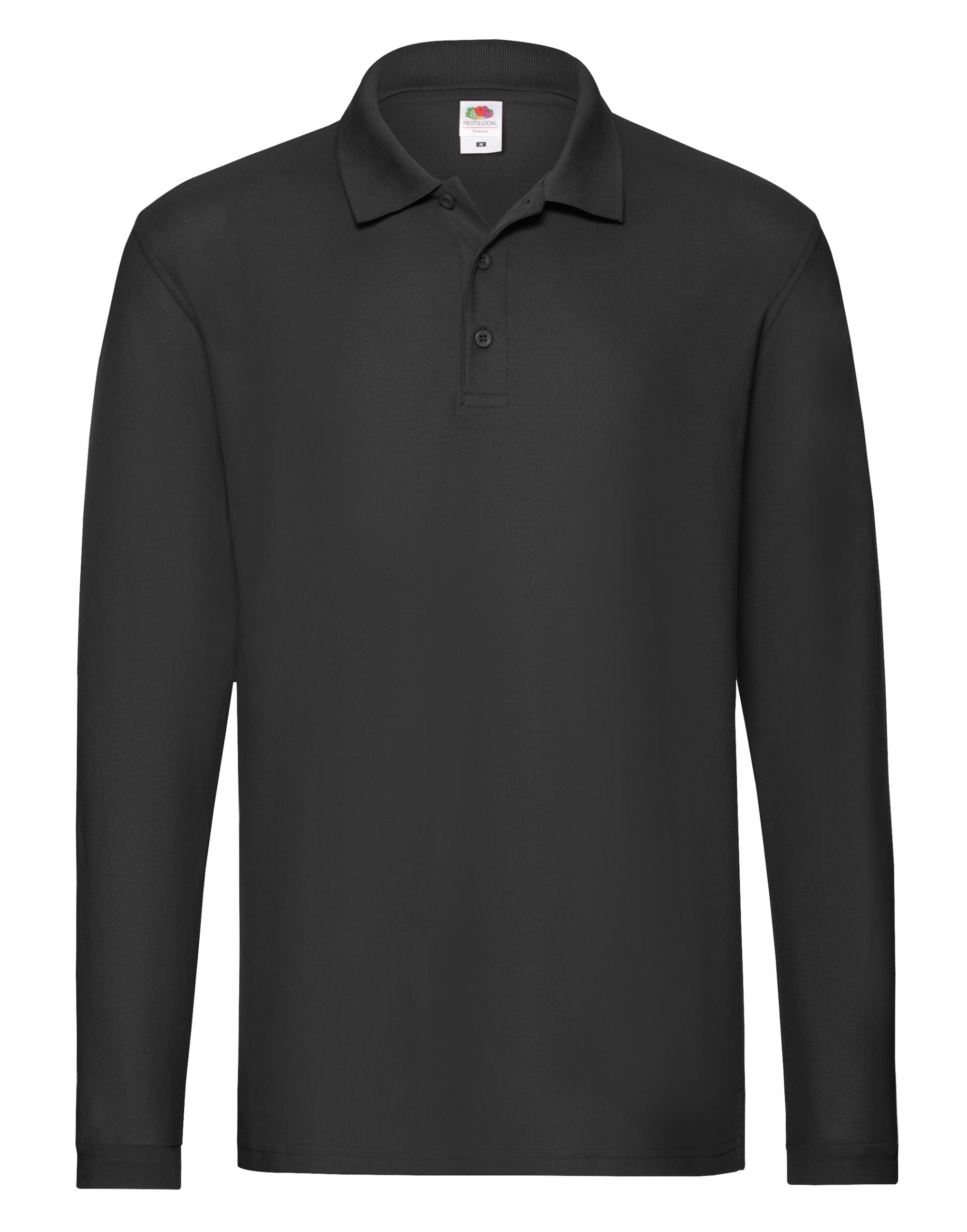 Mens Premium Long Sleeve Polo 63310 - Black - Customisable Polos