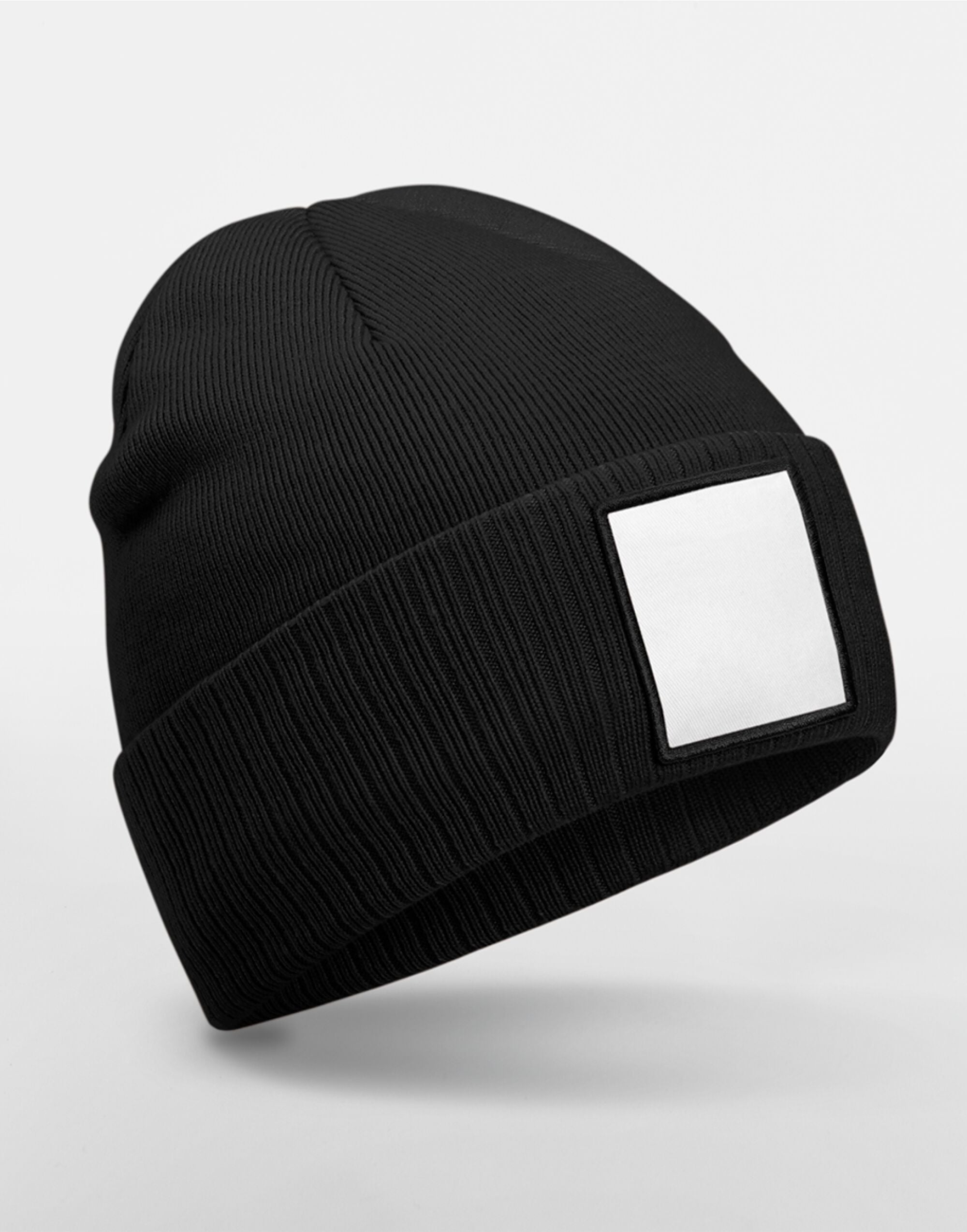 Beechfield Appliqué Patch Beanie B337R - Black White O S - Customisable Beanies