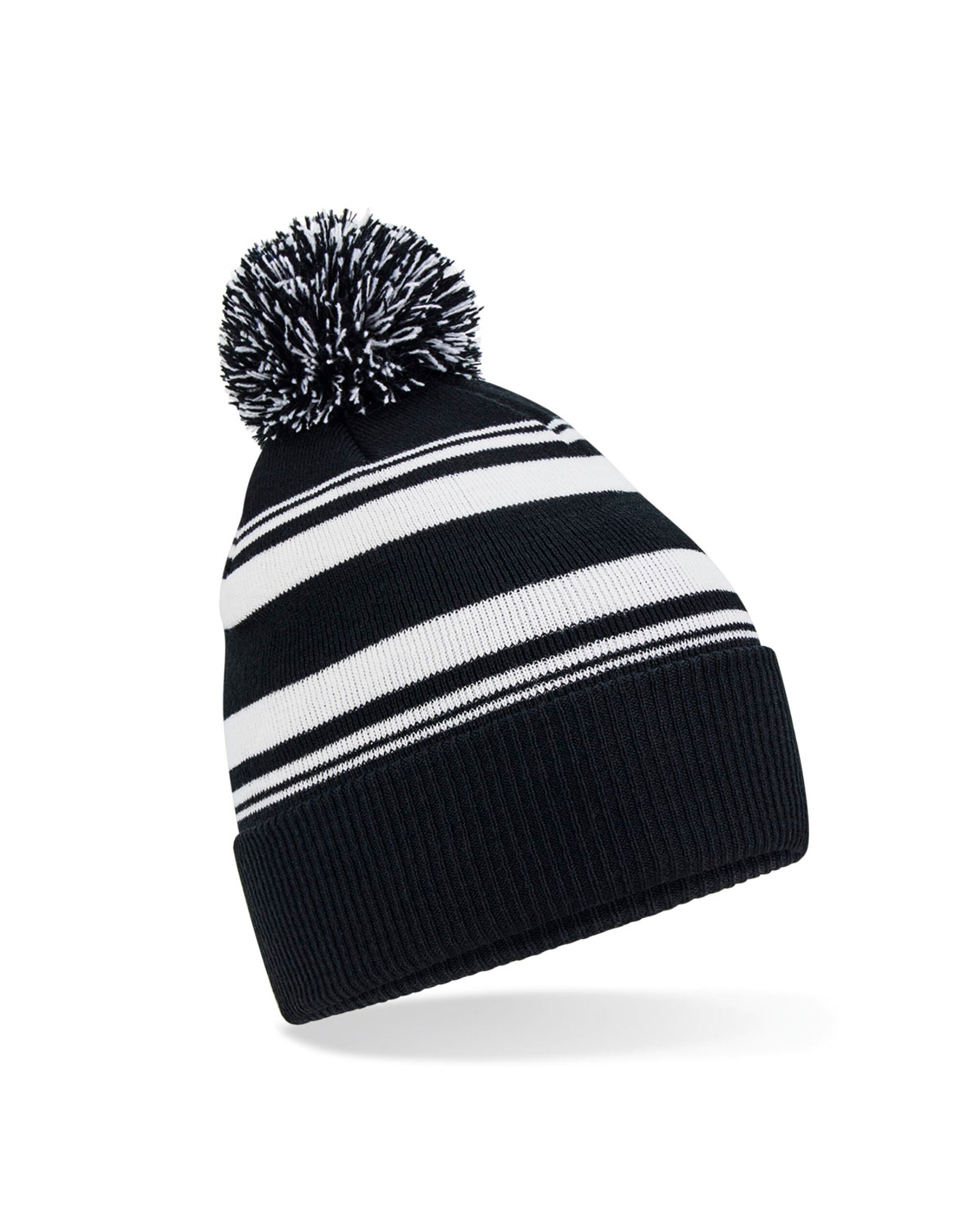 Beechfield Striped Fan Beanie B473R - Black White O S - Customisable Beanies