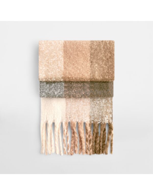 Fluffy Check Scarf - B494R - - Customisable Scarves And Neckwear