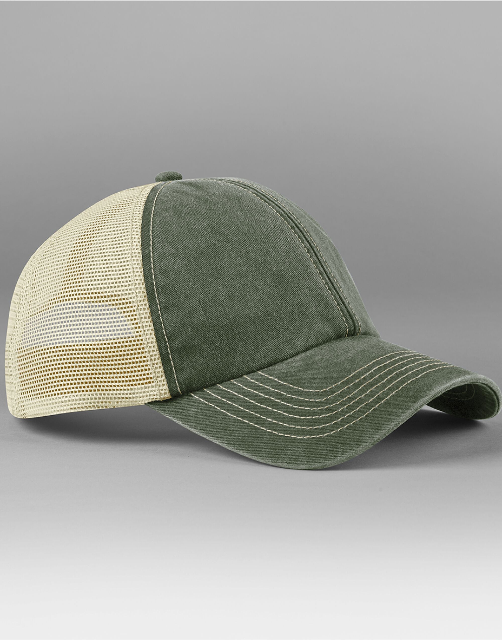 Beechfield 6 Panel Vintage Trucker B672 - Vintage Olive Stone O S - Customisable Hats