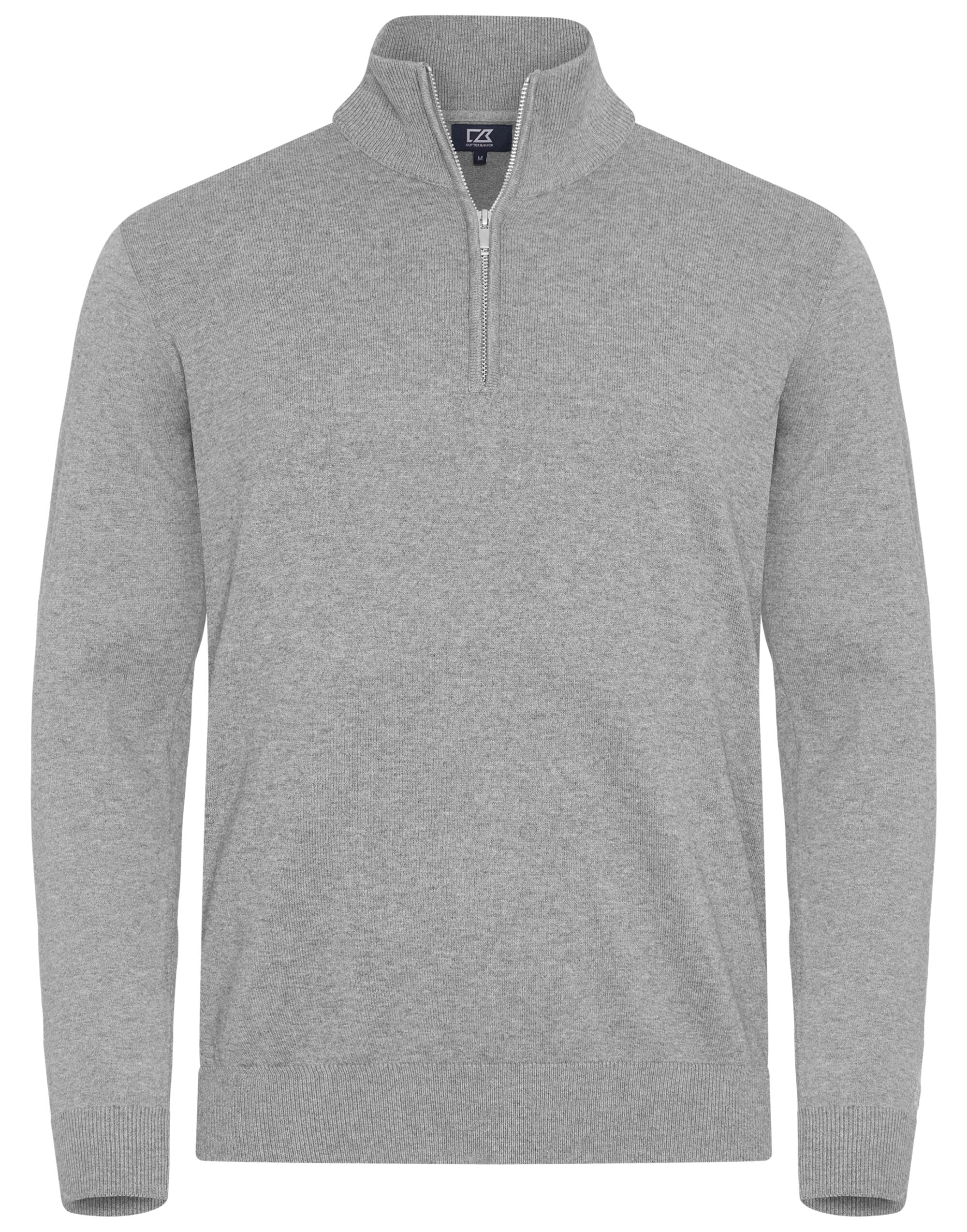 Cutter & Buck - Oakville Half Zip Sweater Men - Grey Melange S - Customisable Knitwear