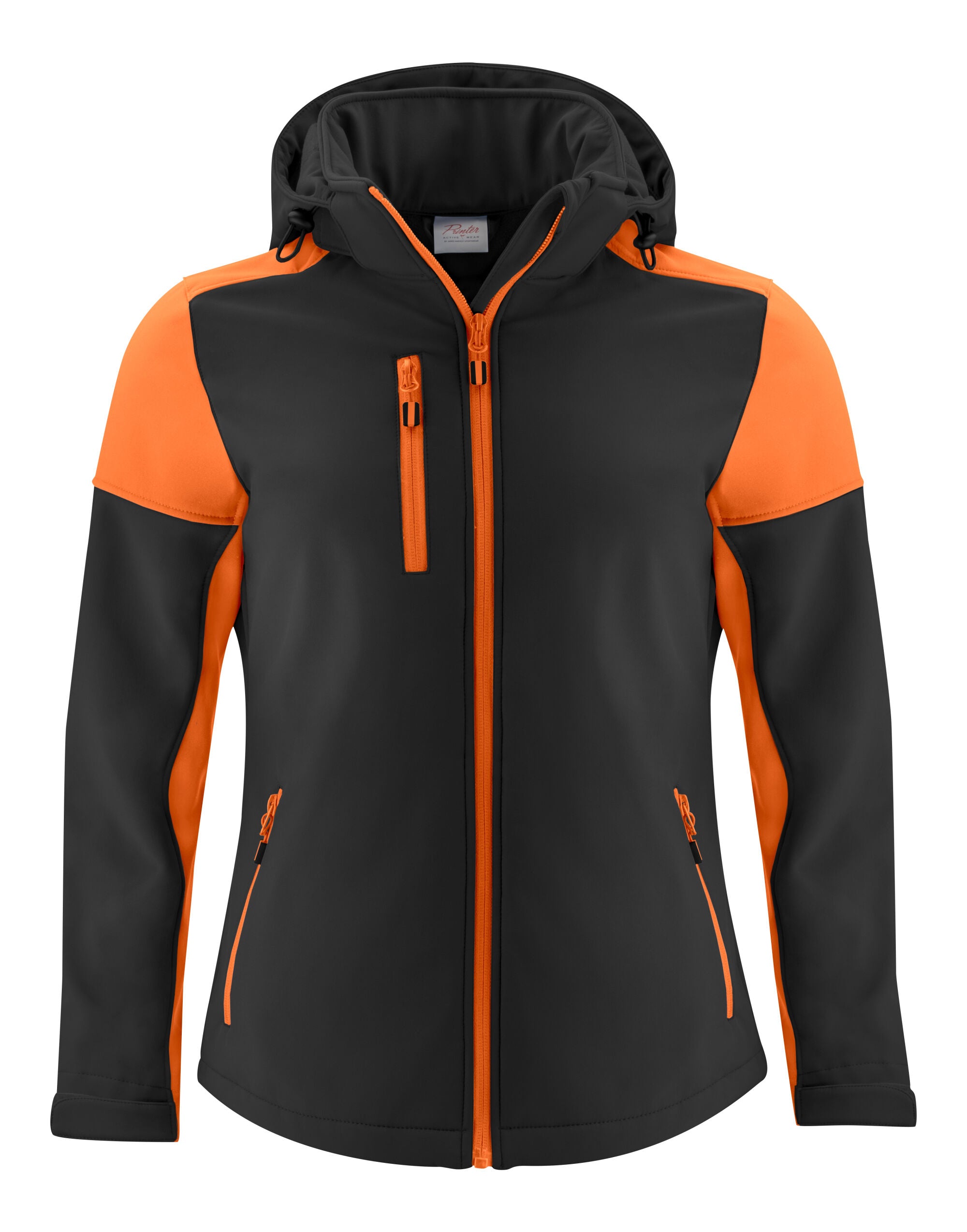 Printer Prime Ladies Softshell pp2261066 - Black Orange - Customisable Jacket