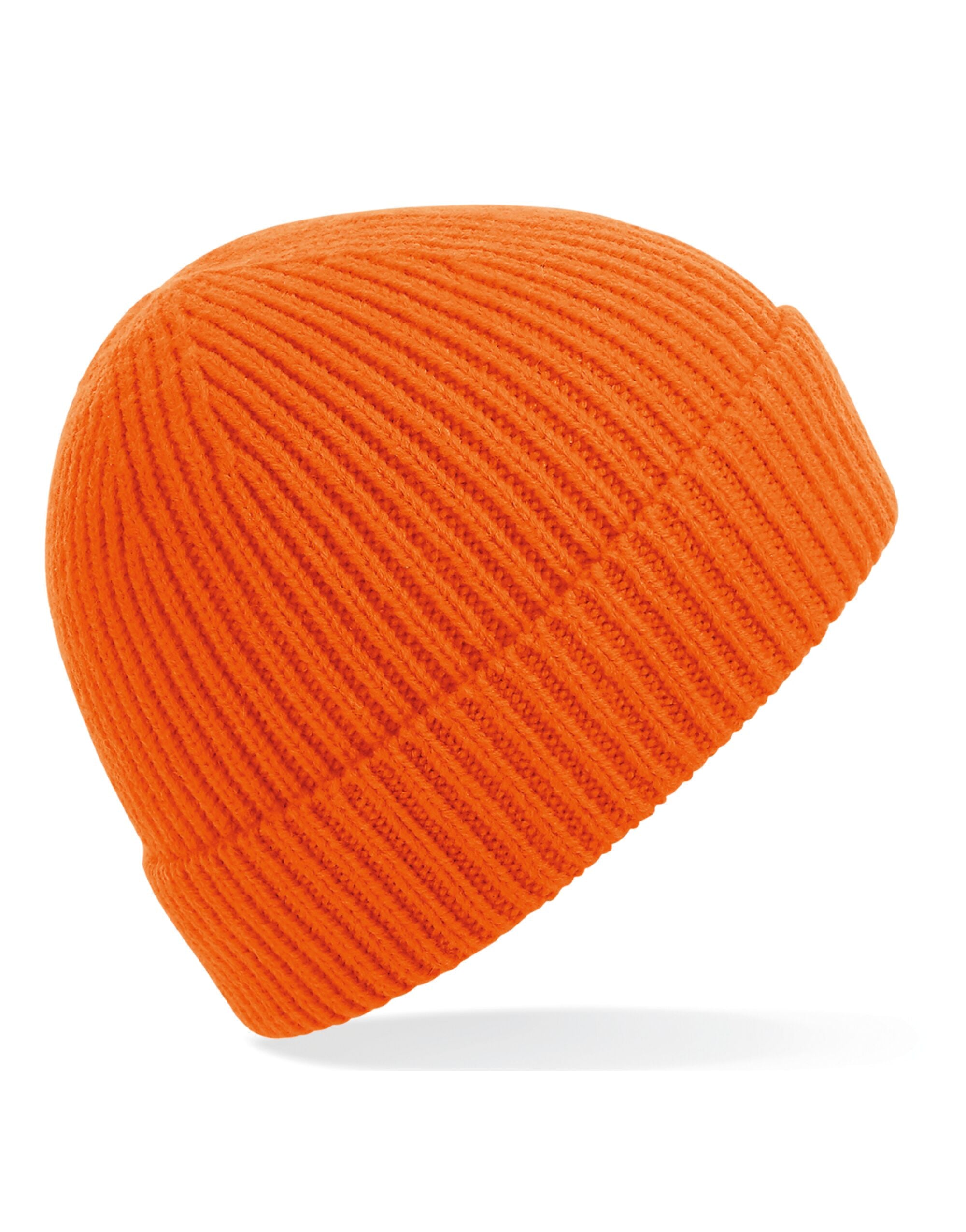 Beechfield Engineered Knit Ribbed Beanie B380 - Orange O S - Customisable Beanies