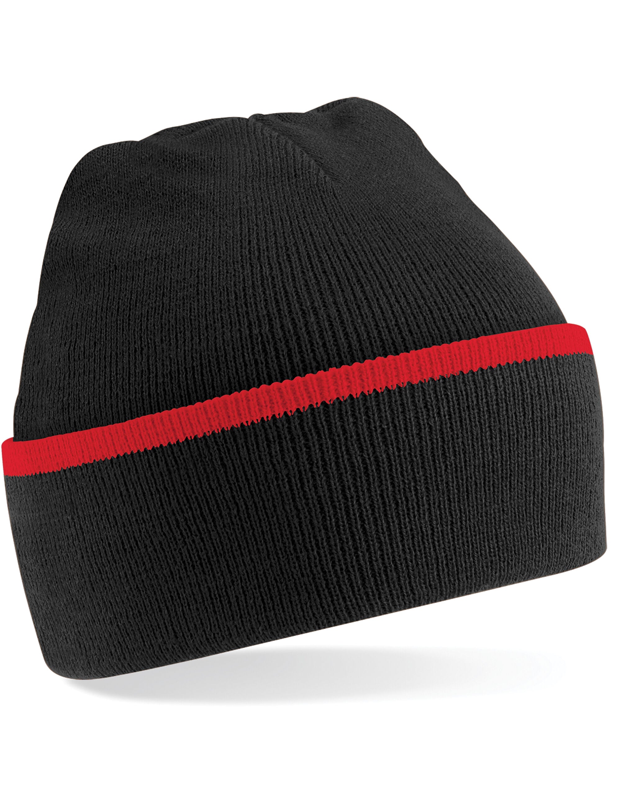 Beechfield Teamwear Beanie B471 - Black Classic Red O S - Customisable Beanies