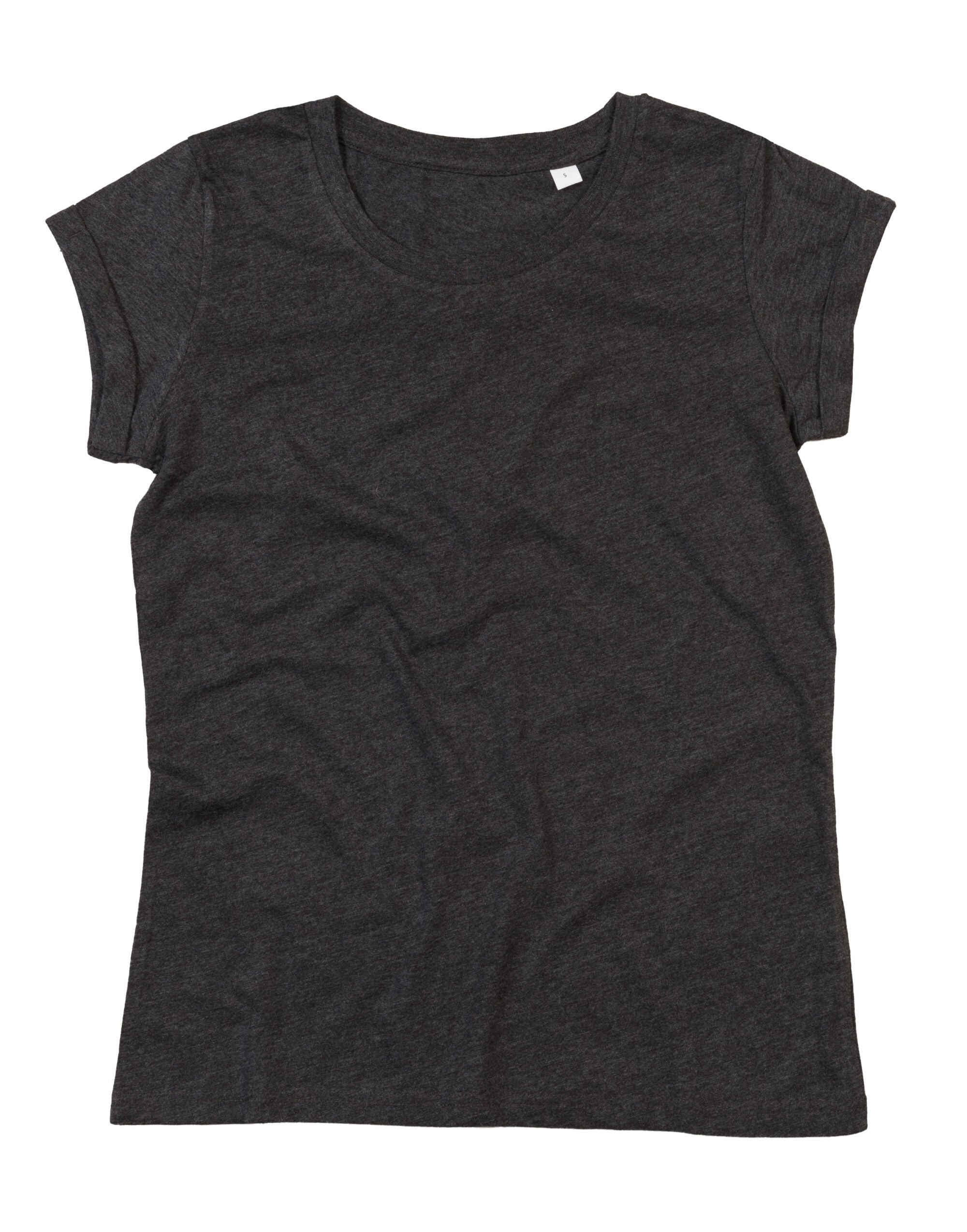 Mantis Womens Roll Sleeve T M81 - Charcoal Grey Melange - Customisable T-Shirt
