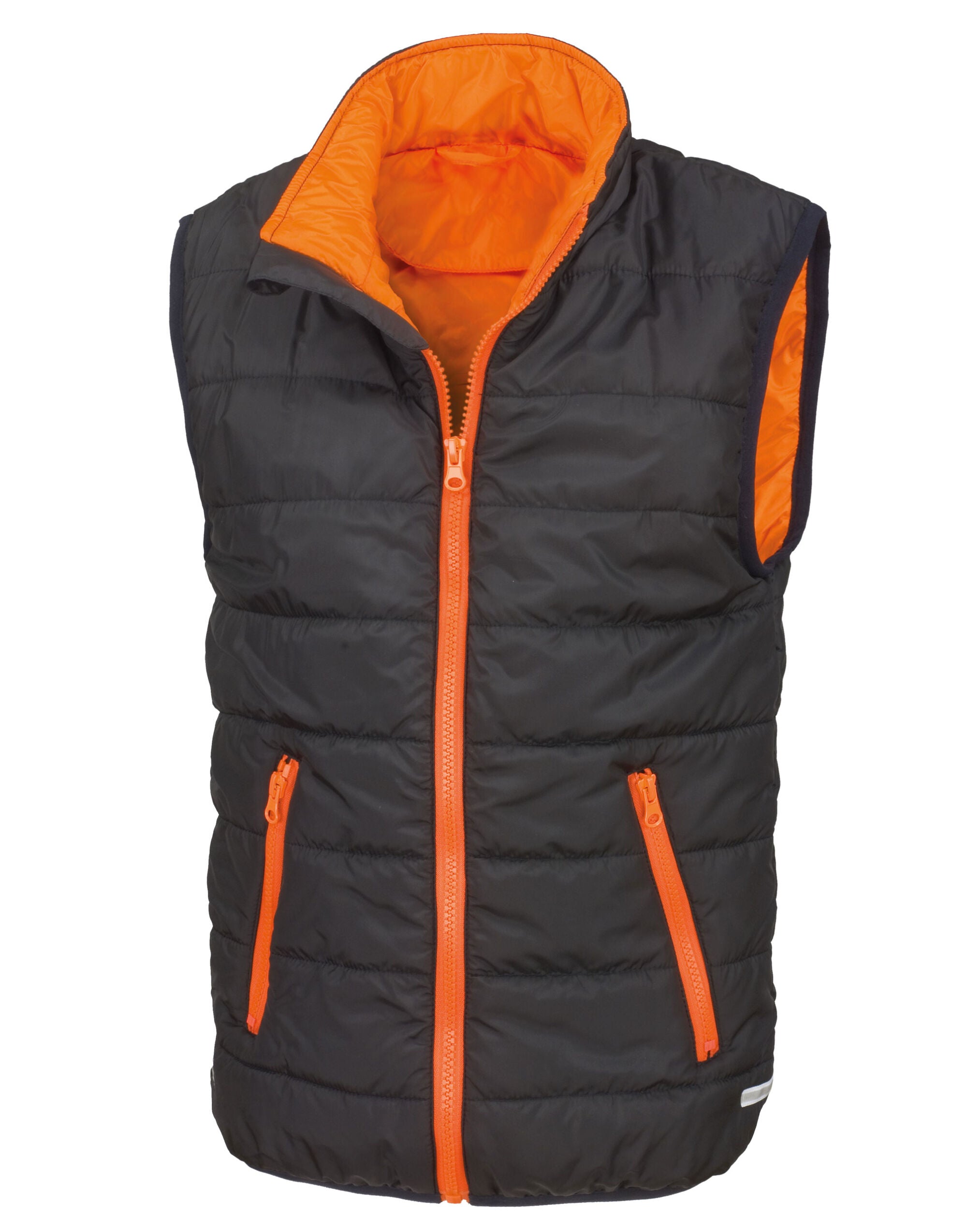 Result Core Junior Padded Bodywarmer R234JY - Black Orange - Customisable Bodywarmers