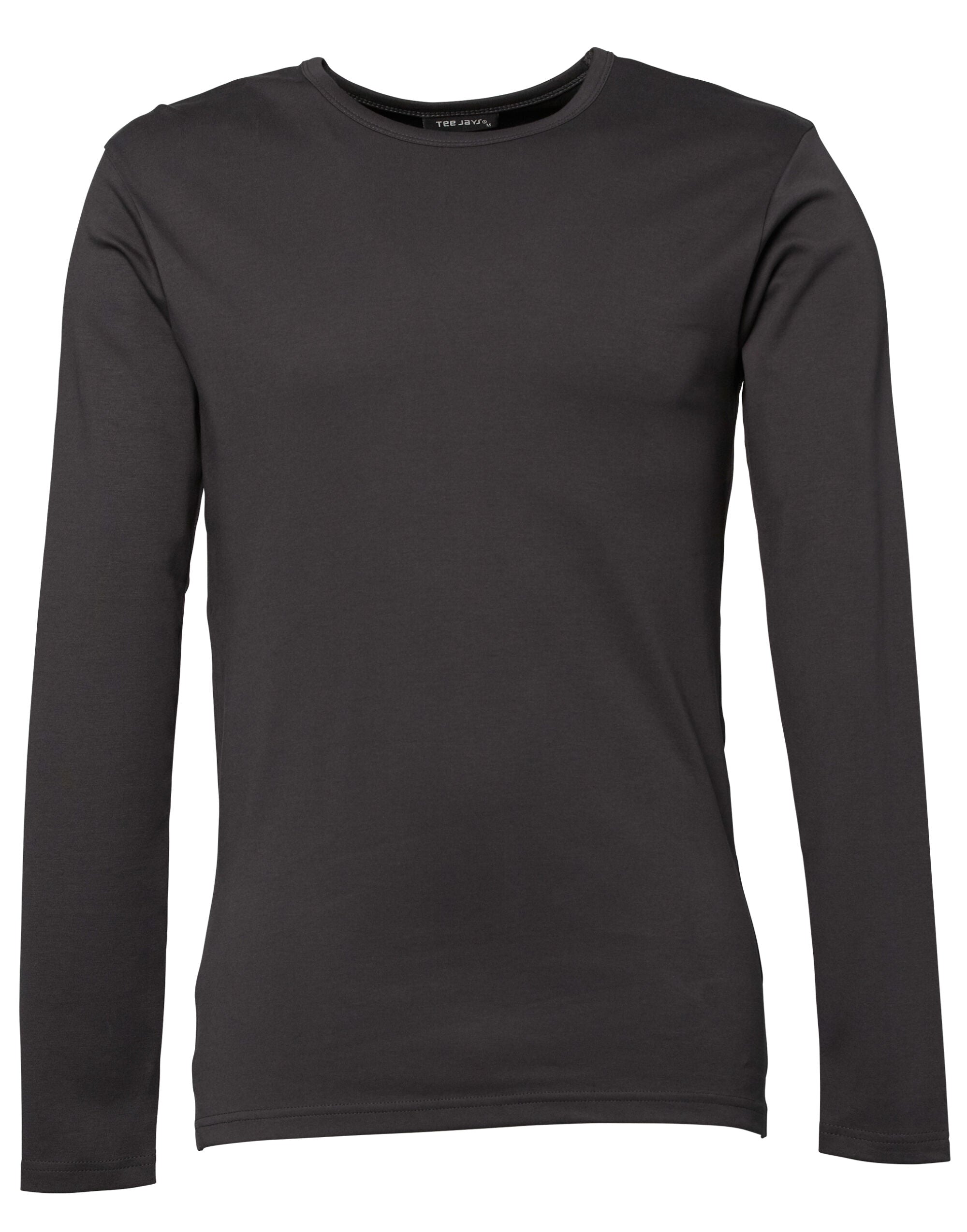 Tee Jays Mens Long Sleeve Interlock Tee TJ530 - Dark Grey - Customisable T-Shirt