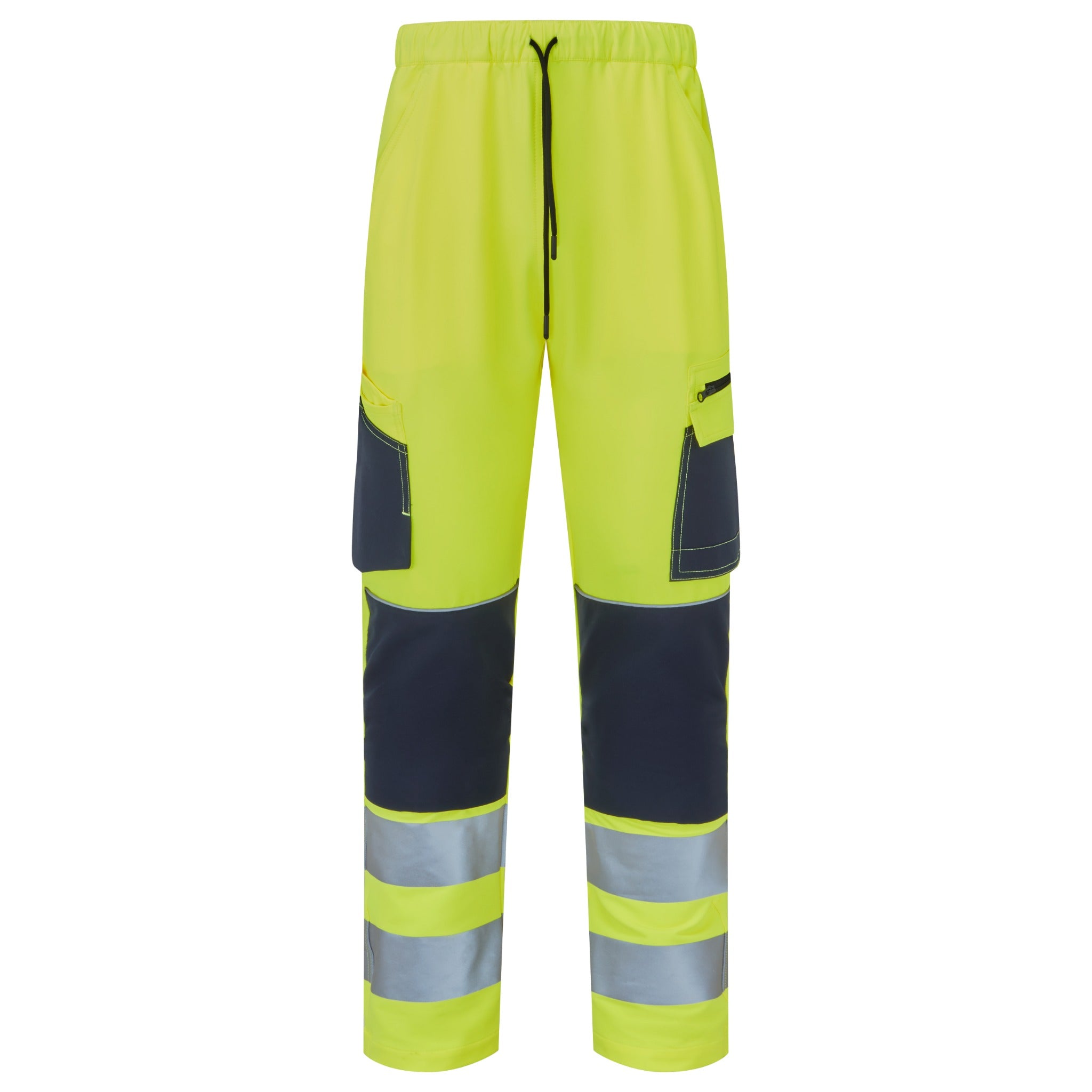 System Hi-Vis Eco Stretch Jogger Yellow Trouser - SYS17 - Yellow Navy - Customisable TROUSERS