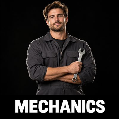 Mechanics workwear category – original Workwear Supermarket artwork