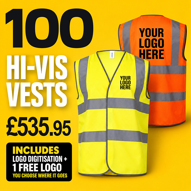 100 Hi Vis Vests - - Customisable Bundle