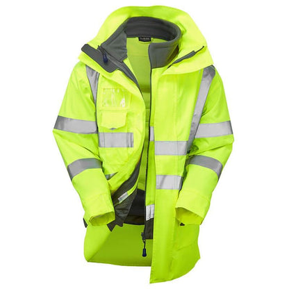 Leo 3-in-1 Hi-Vis Clovelly Anorak &amp; Fleece Jacket - A04/F01 - Yellow - Customisable Jacket