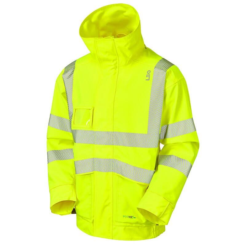 Leo Dartmoor ISO 20471 Class 3 EcoViz 10K Breathable Bomber Jacket J05 - Yellow - Customisable Jacket