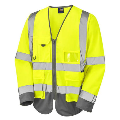 Leo Wrafton ISO 20471 Class 3 Sleeved Superior Waistcoat S12 - Yellow Grey - Customisable Hi-Vis Vest