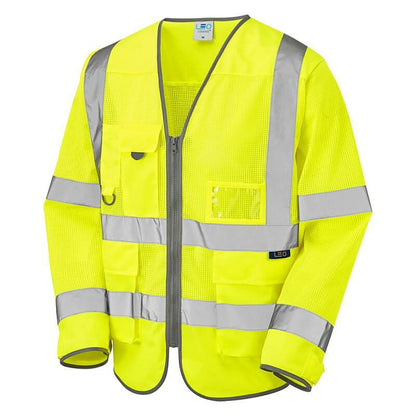Leo Burrington ISO 20471 Class 3 Coolviz Sleeved Superior Waistcoat S20 - Yellow - Customisable Hi-Vis Vest