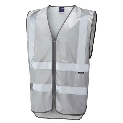 Leo Commodore Single Colour Reflective Waistcoat Non ISO 20471 W35 - Silver - Customisable Hi-Vis Vest
