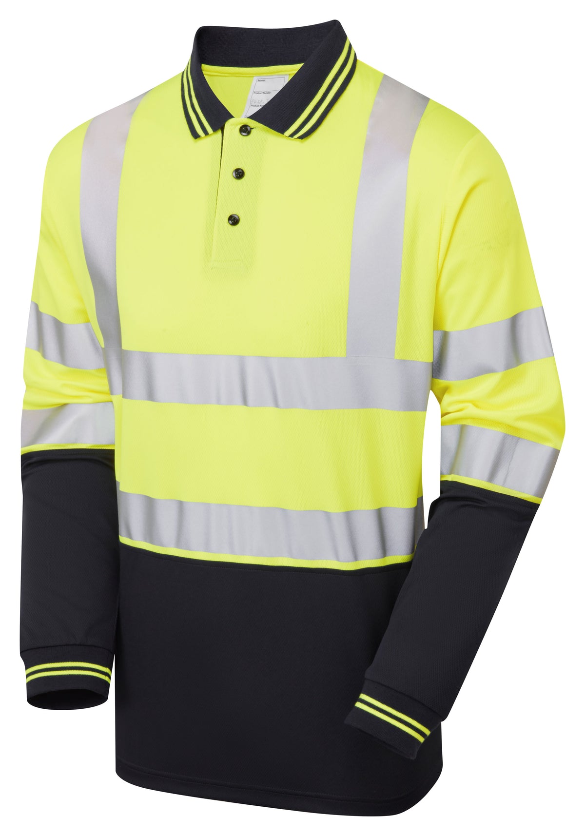 Two Tone Long Sleeve Polo Shirt Yellow - P302 - - Customisable Polo Shirts