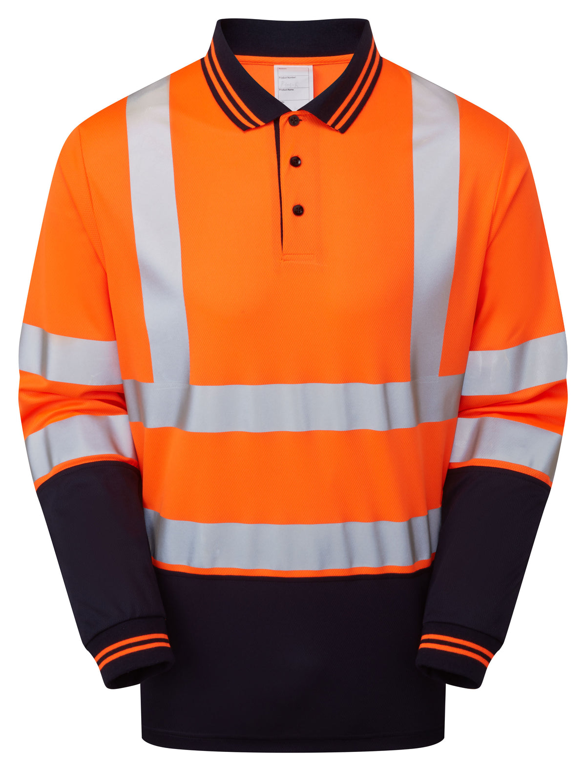 Two Tone Long Sleeve Polo Shirt Orange - P303 - 6XL - Customisable Polo Shirts