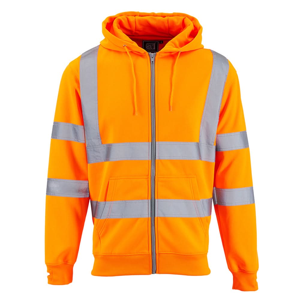 Hi Vis Zipped Hoodie - HVZH1Y - Orange - Customisable Hoodies