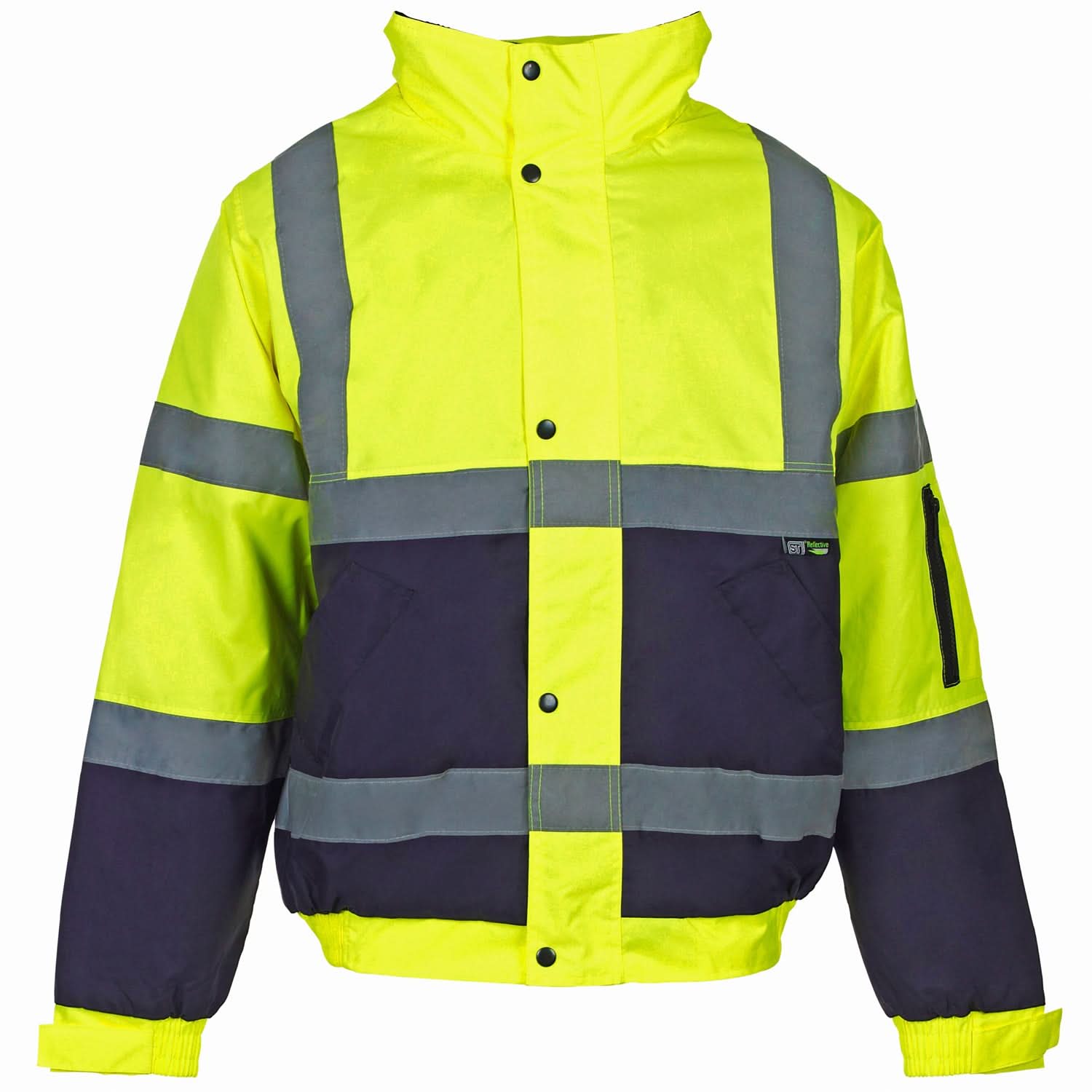 Hi Vis 2 Tone Bomber Jacket - H37 - Yellow Navy - Customisable Jacket