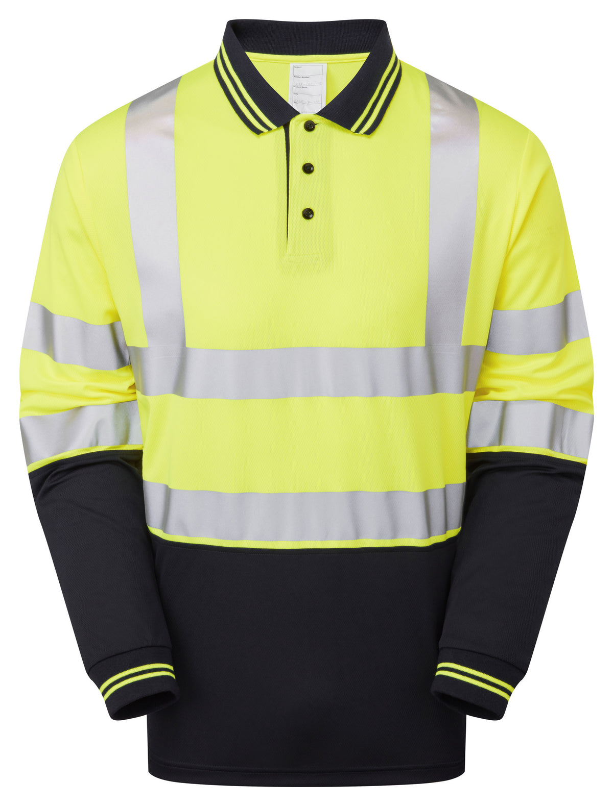 Two Tone Long Sleeve Polo Shirt Yellow - P302 - 6XL - Customisable Polo Shirts