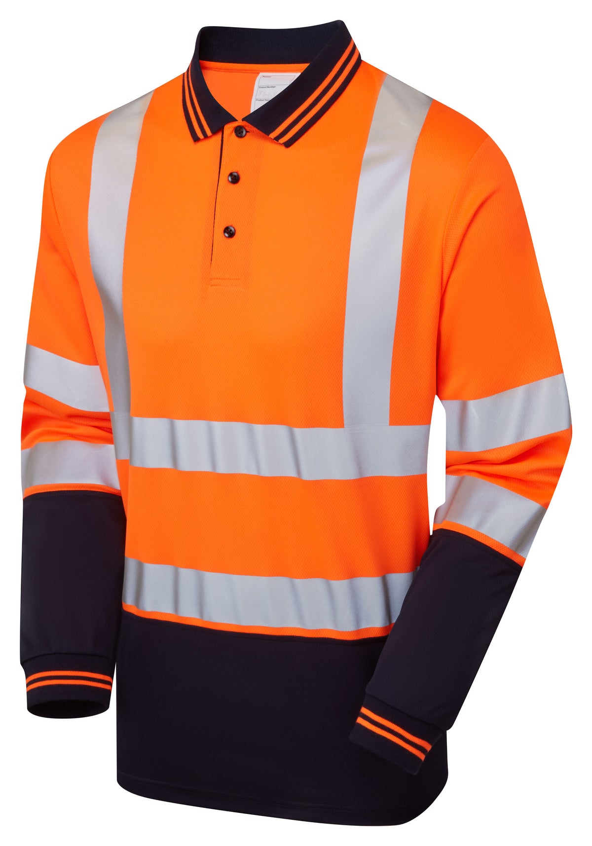 Two Tone Long Sleeve Polo Shirt Orange - P303 - - Customisable Polo Shirts
