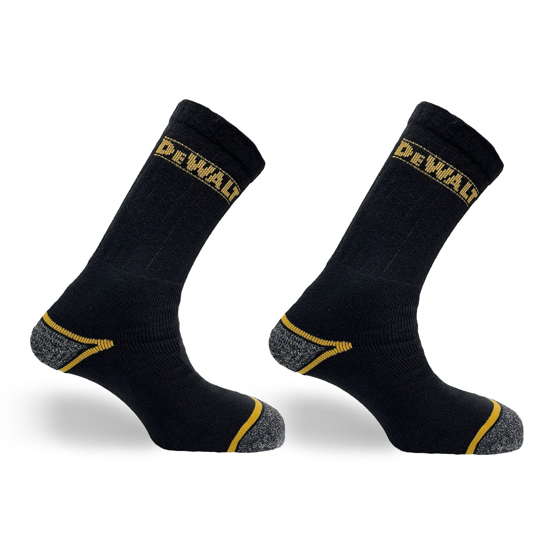 DeWalt Hydro Sock Twin Pair Pack of work socks Black/Yellow - Black Size 3 (UK) - Customisable General Safety Shoes