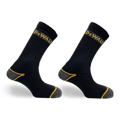 DeWalt Hydro Sock Twin Pair Pack of work socks Black/Yellow - Black Size 3 (UK) - Customisable General Safety Shoes