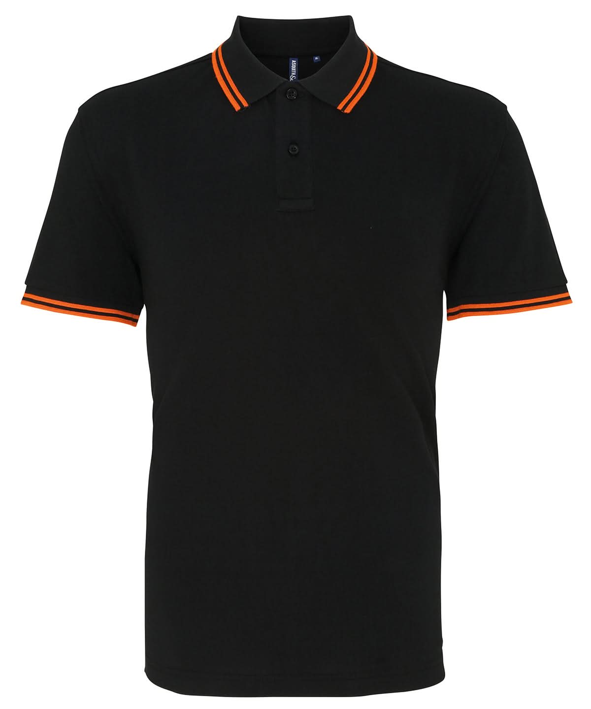 Asquith &amp; Fox Mens classic fit tipped polo AQ011 - Black Orange - Customisable Polos