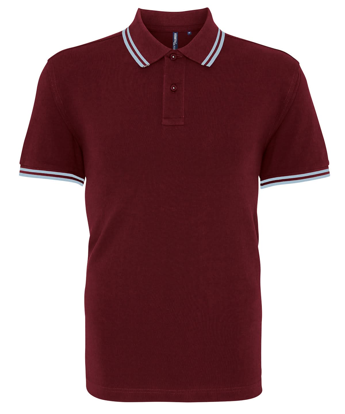 Asquith &amp; Fox Mens classic fit tipped polo AQ011 - Burgundy Sky - Customisable Polos