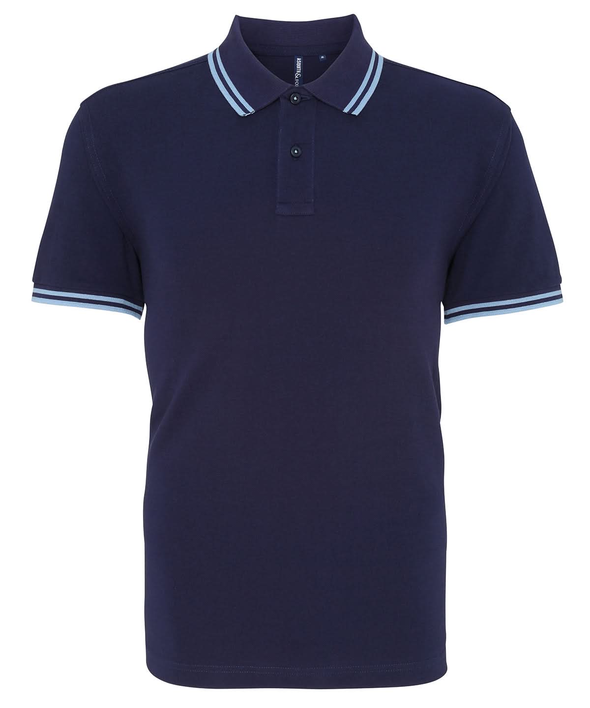 Asquith &amp; Fox Mens classic fit tipped polo AQ011 - Navy Cornflower - Customisable Polos