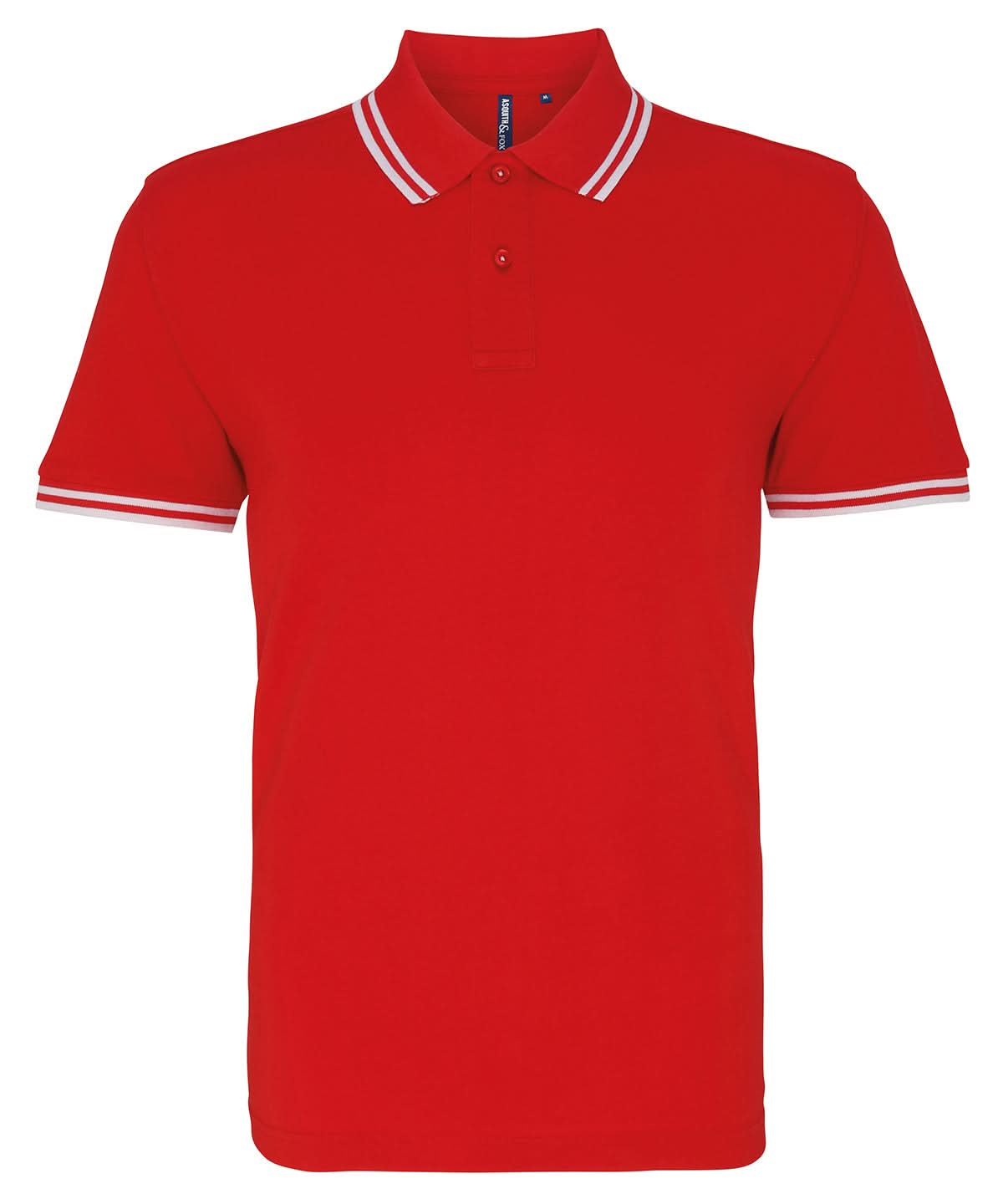 Asquith &amp; Fox Mens classic fit tipped polo AQ011 - Red White - Customisable Polos