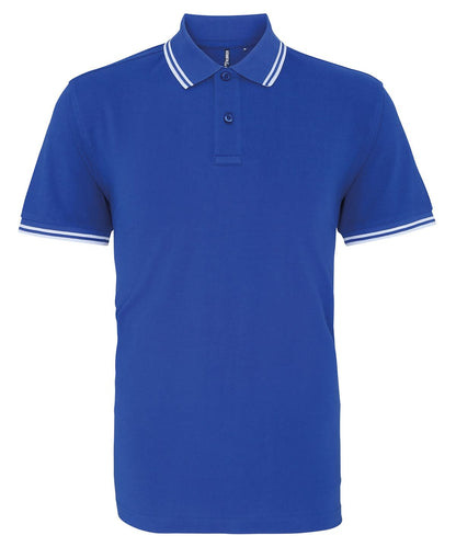 Asquith &amp; Fox Mens classic fit tipped polo AQ011 - Royal White - Customisable Polos