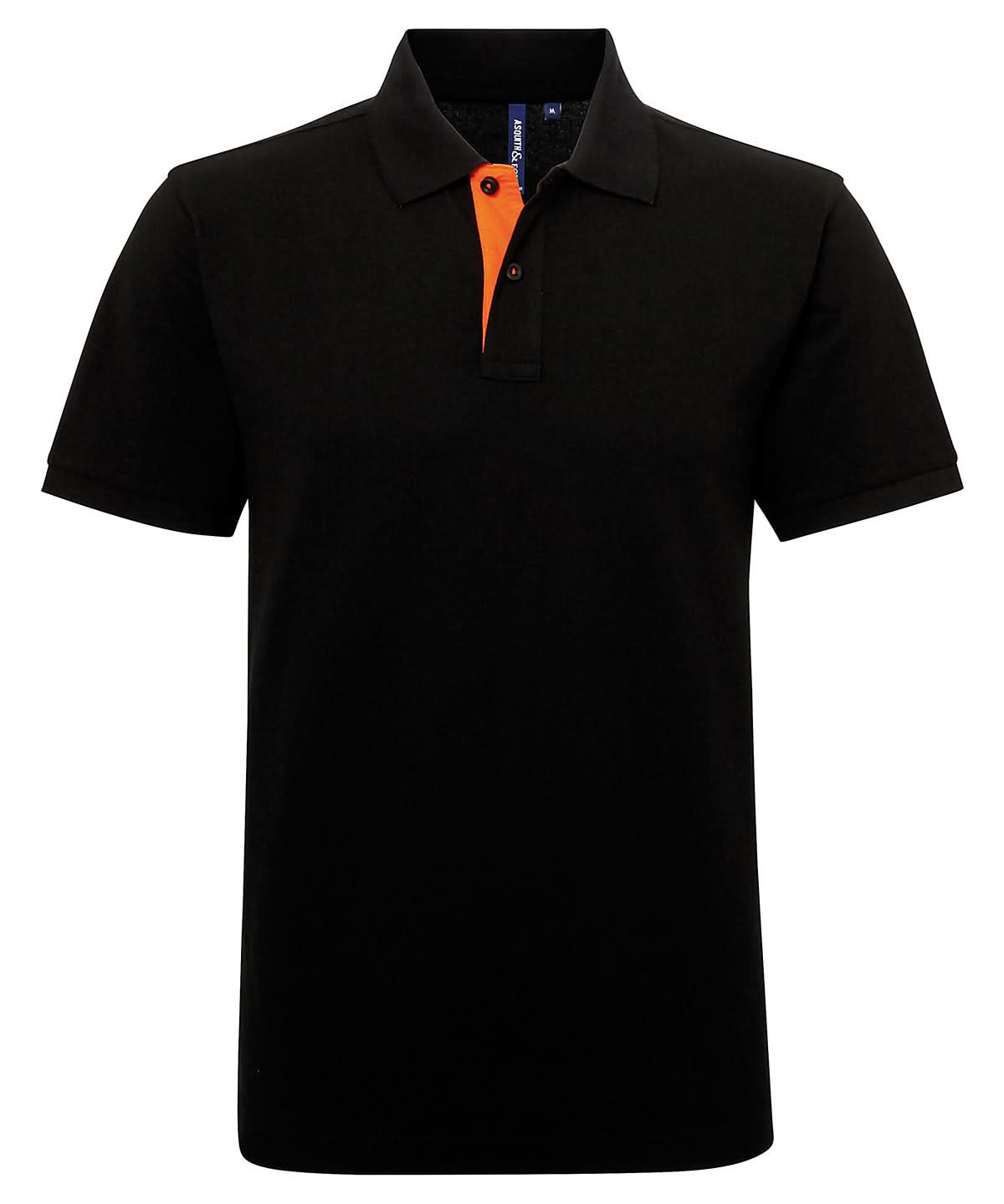 Asquith &amp; Fox Mens classic fit contrast polo AQ012 - Black Orange - Customisable Polos