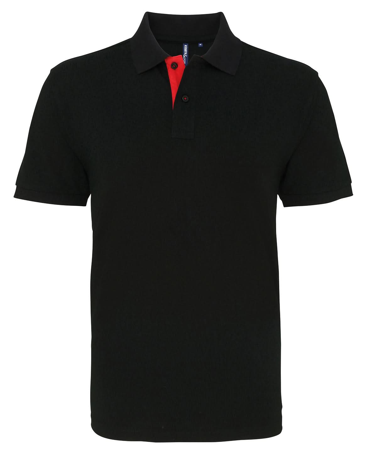 Asquith &amp; Fox Mens classic fit contrast polo AQ012 - Black Red - Customisable Polos