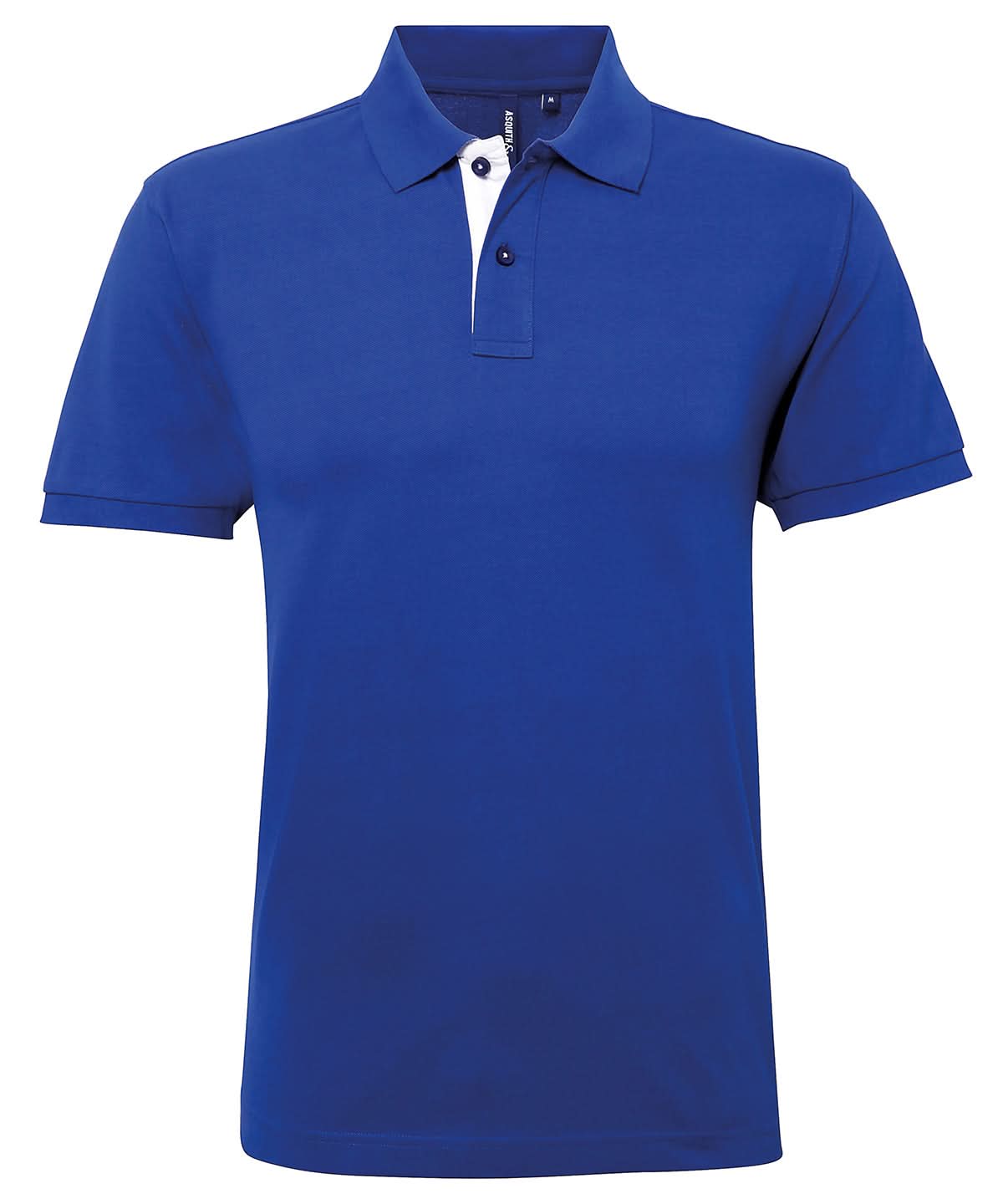 Asquith &amp; Fox Mens classic fit contrast polo AQ012 - Royal White - Customisable Polos