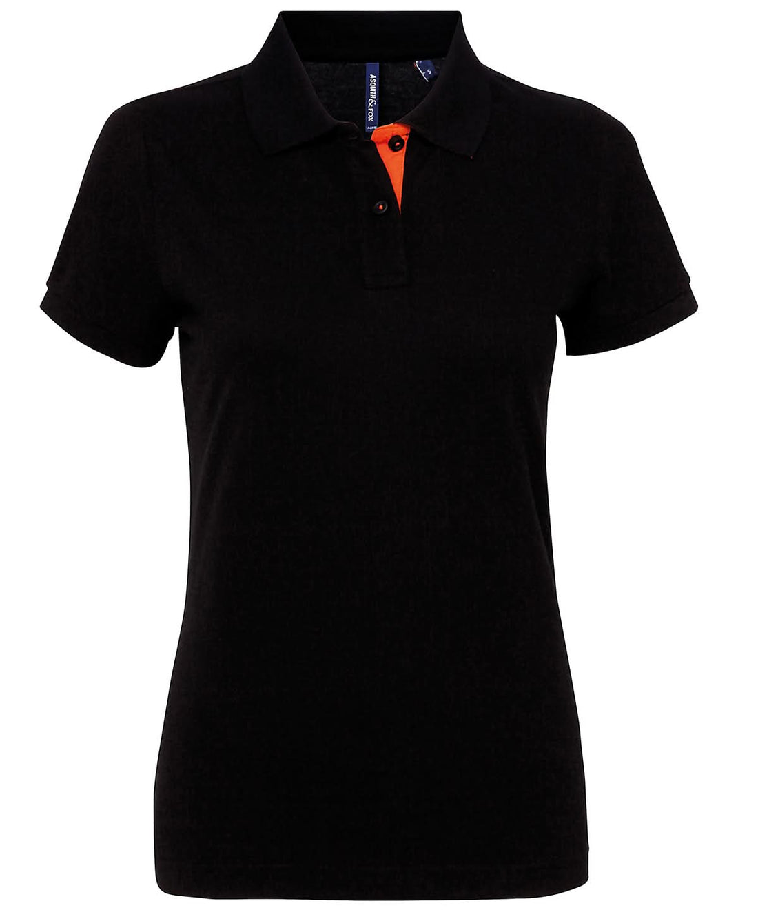 Asquith &amp; Fox Womens contrast polo AQ022 - Black Orange - Customisable Polos