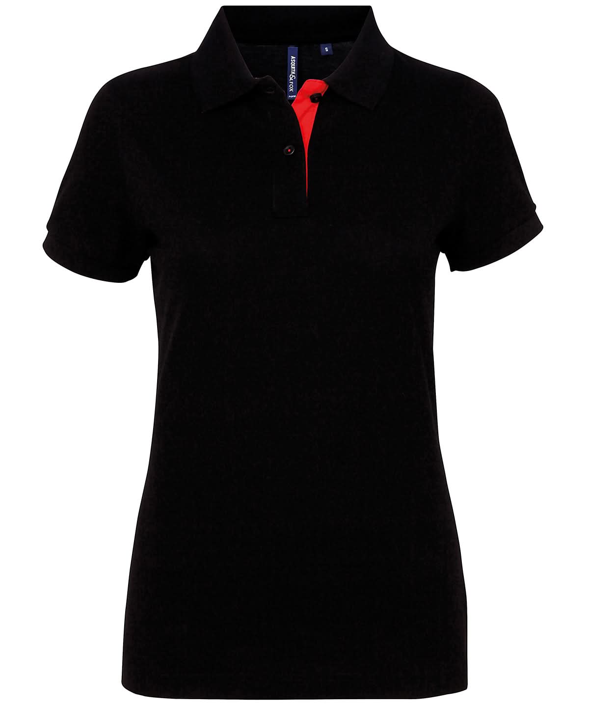 Asquith &amp; Fox Womens contrast polo AQ022 - Black Red - Customisable Polos