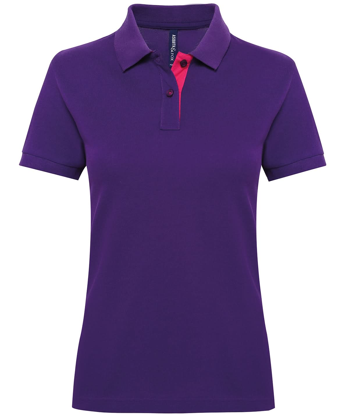 Asquith &amp; Fox Womens contrast polo AQ022 - Purple Pink - Customisable Polos