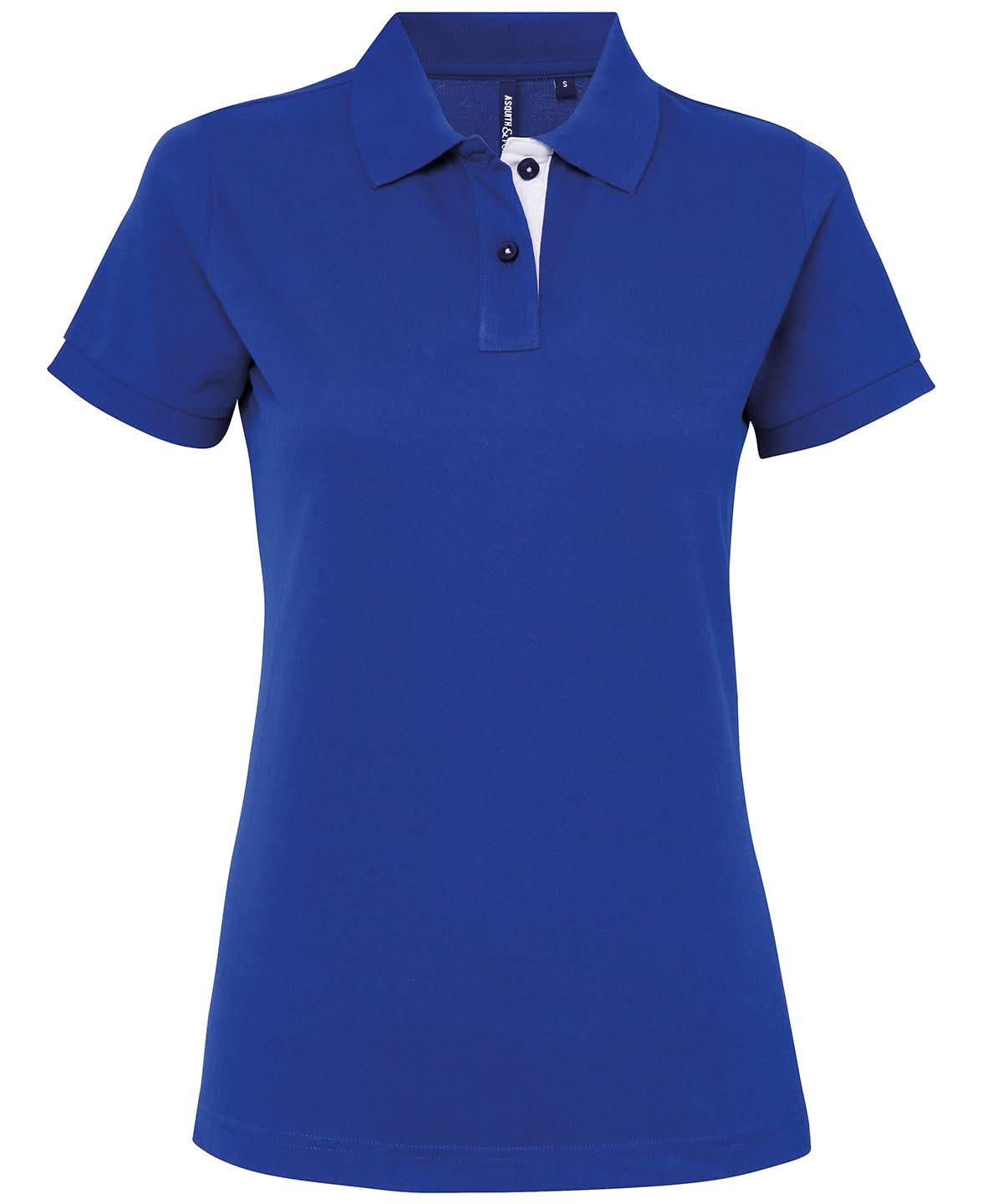 Asquith &amp; Fox Womens contrast polo AQ022 - Royal White - Customisable Polos