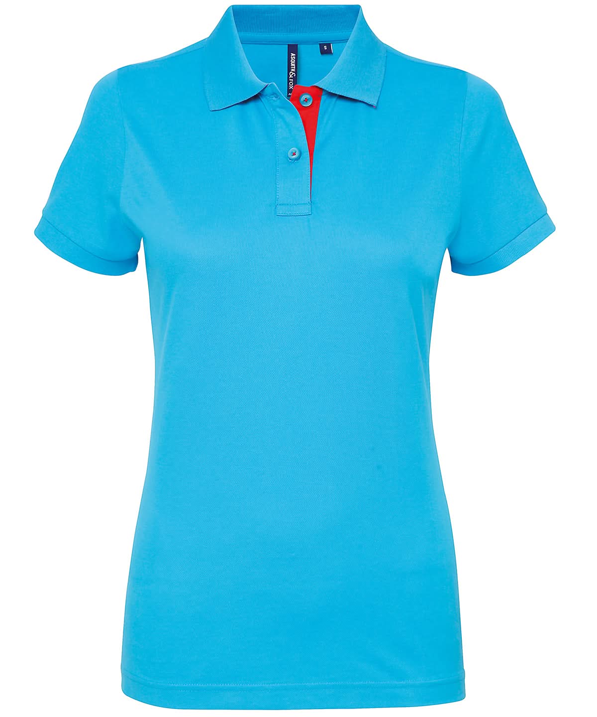 Asquith &amp; Fox Womens contrast polo AQ022 - Turquoise Red - Customisable Polos