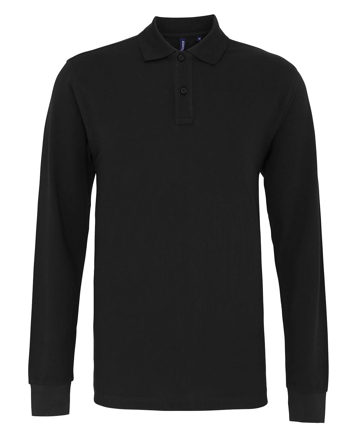 Asquith &amp; Fox Mens classic fit long sleeved polo AQ030 - Black - Customisable Polos