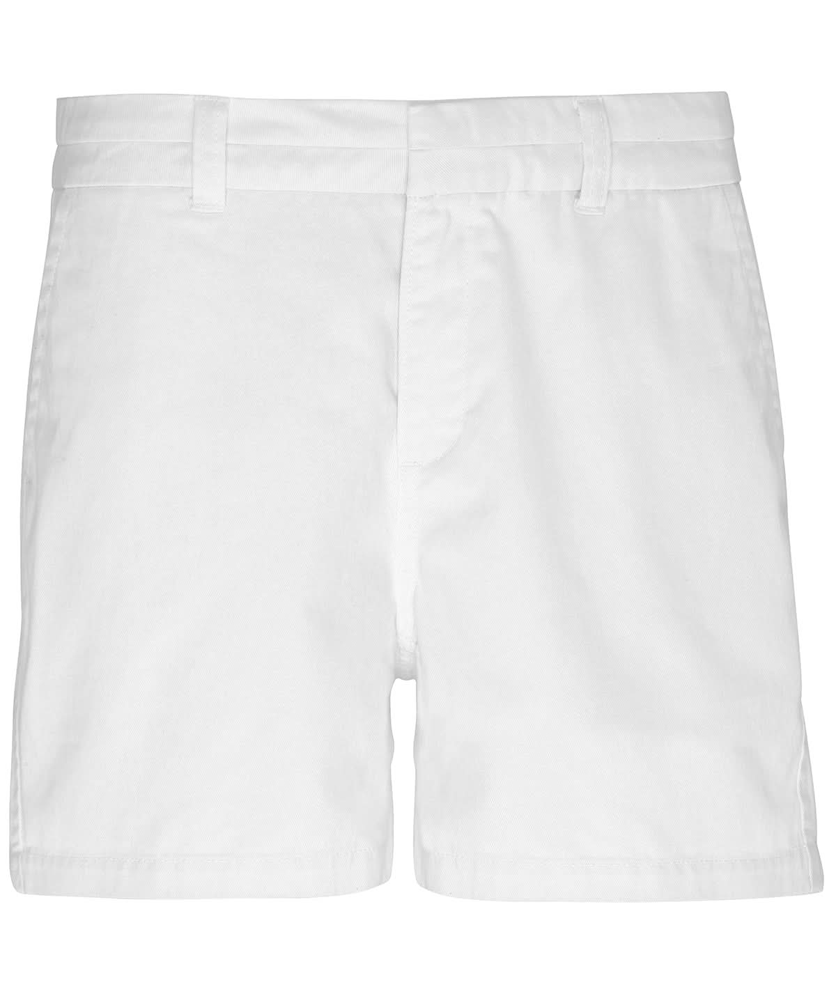 Asquith &amp; Fox Womens chino shorts AQ061 - White - Customisable Shorts
