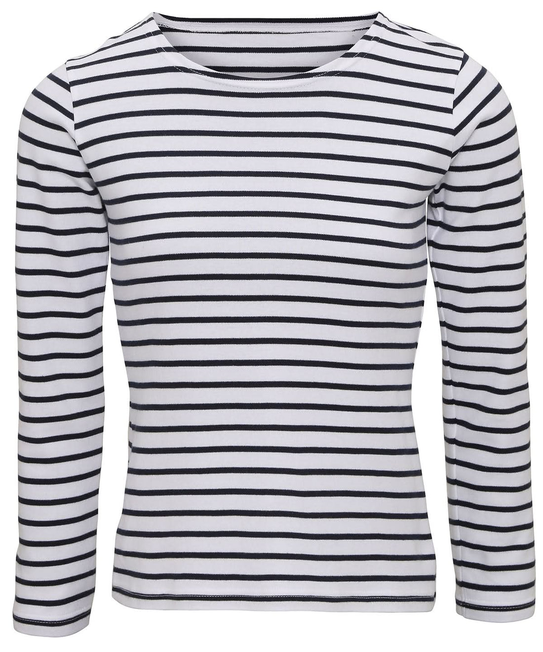 Asquith &amp; Fox Womens Marinire coastal long sleeve tee AQ071 - White Navy - Customisable T-Shirt