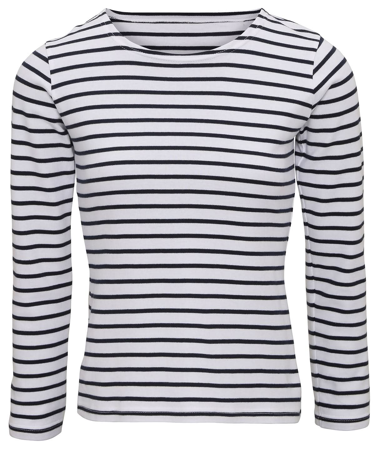Asquith &amp; Fox Womens Marinire coastal long sleeve tee AQ071 - White Navy - Customisable T-Shirt