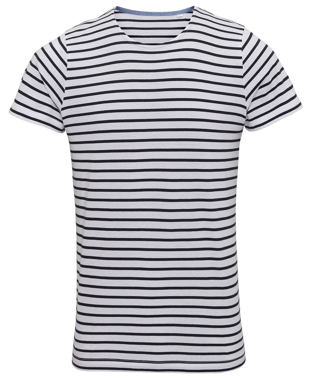 Asquith &amp; Fox Mens Marinire coastal short sleeve tee AQ072 - White Navy - Customisable T-Shirt