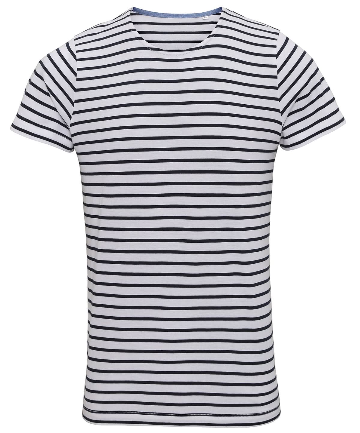 Asquith &amp; Fox Mens Marinire coastal short sleeve tee AQ072 - White Navy - Customisable T-Shirt