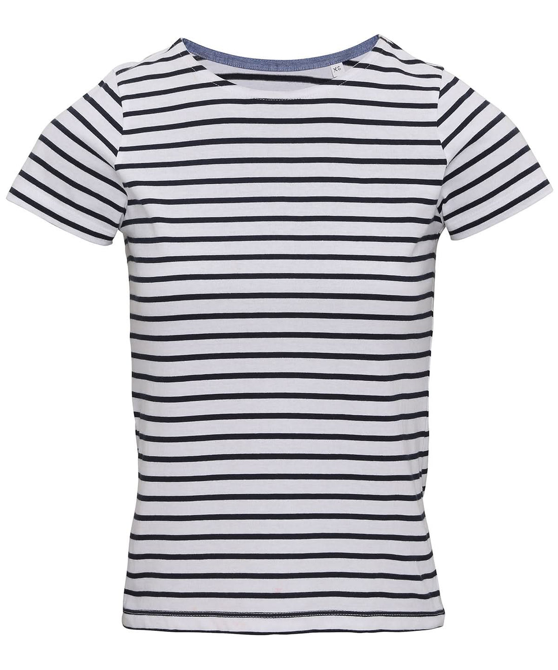 Asquith &amp; Fox Womens Marinire coastal short sleeve tee AQ073 - White Navy - Customisable T-Shirt