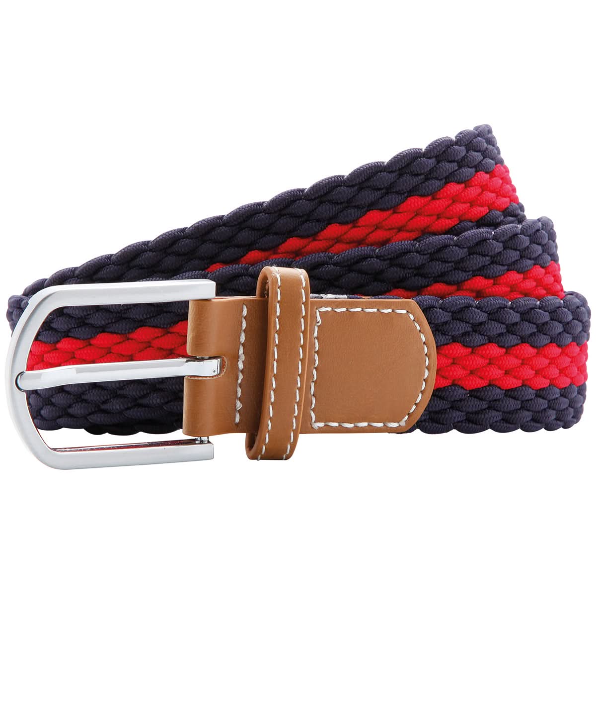 Asquith &amp; Fox Two colour stripe braid stretch belt AQ901 - Navy Red One size - Customisable Belts