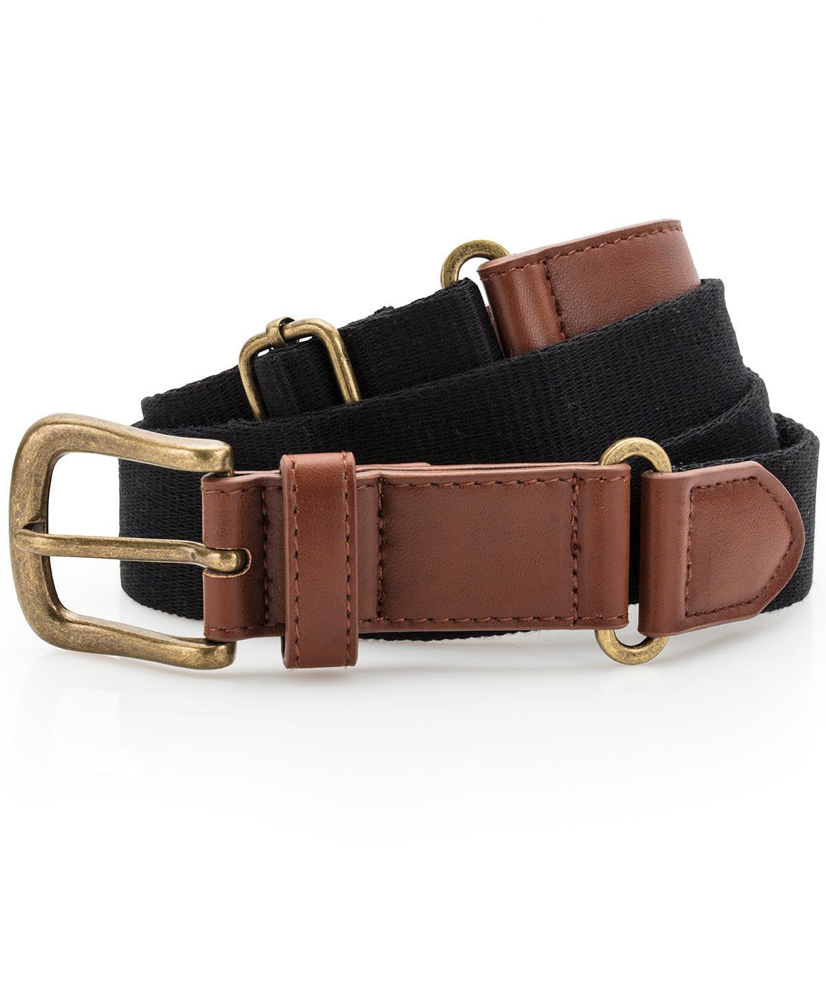 Faux leather and canvas belt - AQ902 - Black One size - Customisable Belts